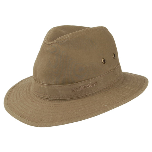 Stetson Hats Organic Cotton Crushable Safari Fedora Hat - Khaki