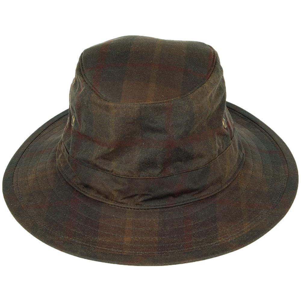Failsworth Hats Waxed Cotton Windowpane Traveller Hat - Brown