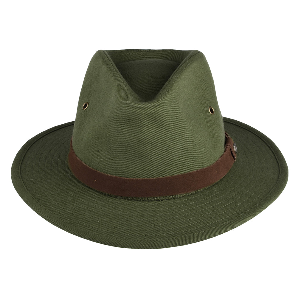 Brixton Hats Messer X Adventure Water Repellent Cotton Fedora Hat - Olive