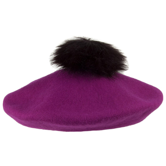 Whiteley Hats Wool Beret with Pom - Magenta