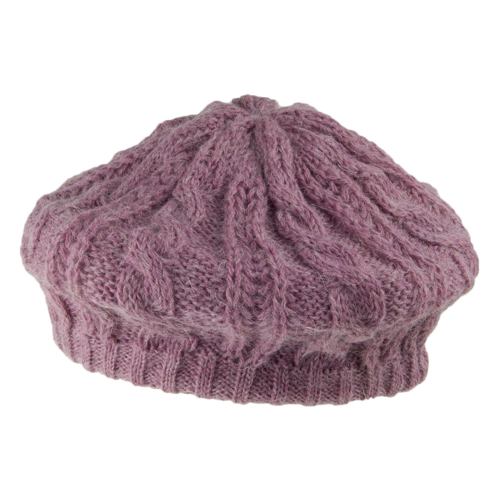 Whiteley Hats Cable Knit Beret - Rose
