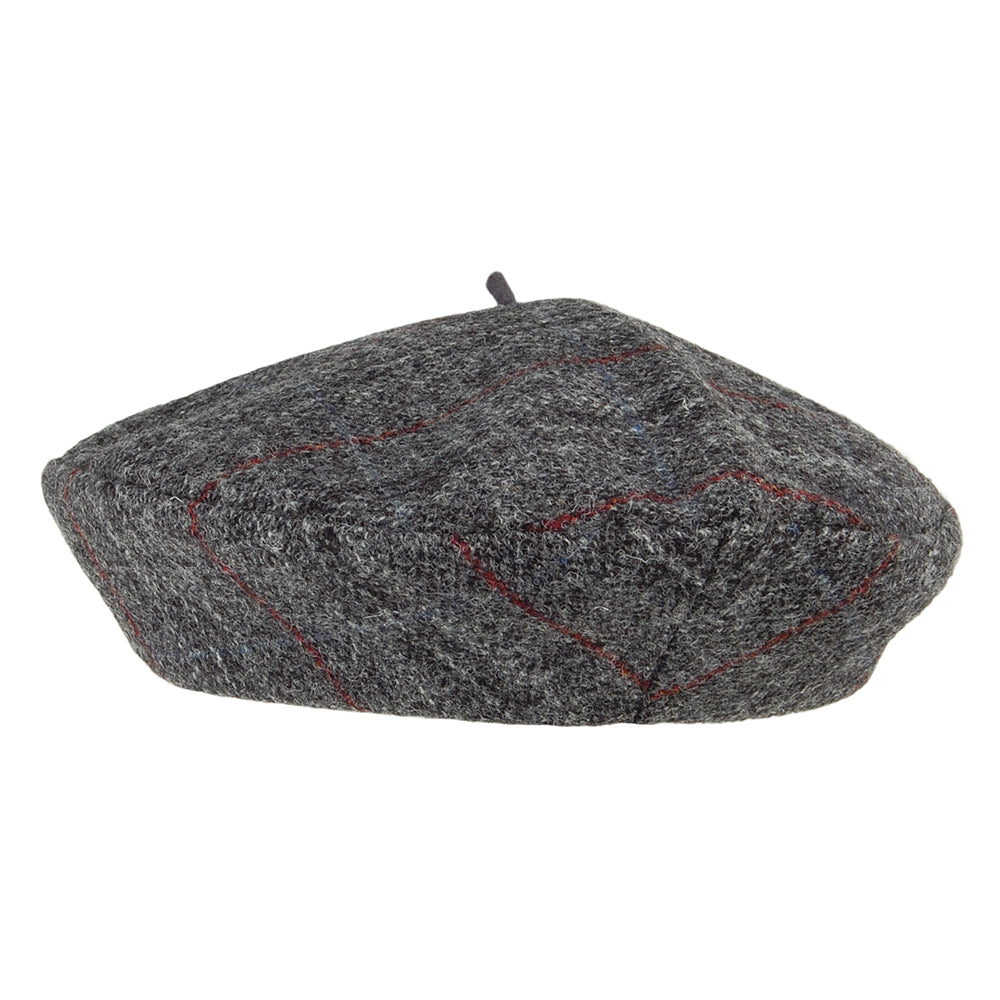 Héritage par Laulhère Hats Gwen HARRIS TWEED Herringbone Beret - Grey