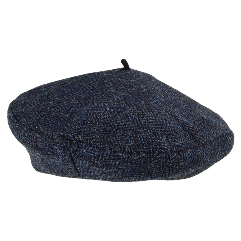 Héritage par Laulhère Hats Gwen HARRIS TWEED Herringbone Beret - Blue