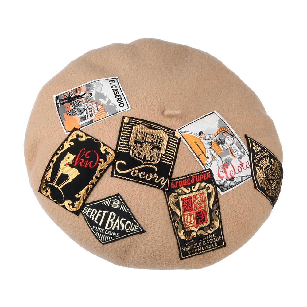Laulhère Hats Eridan Vintage Patch Merino Wool Beret - sand