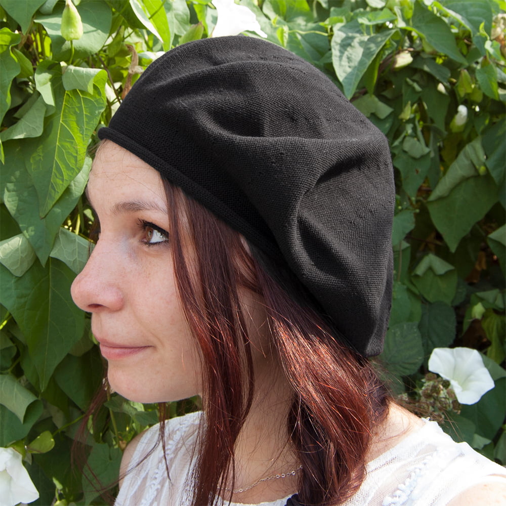 sur la tête 11.5 Inch Cotton Beret - Black
