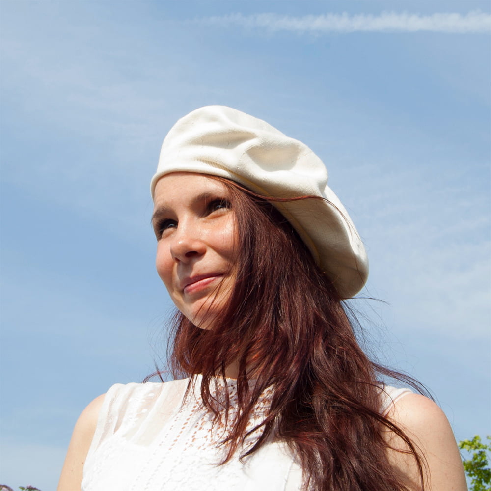 sur la tête 11.5 Inch Cotton Beret - Natural