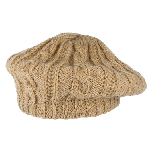 Whiteley Hats Cable Knit Beret - Camel