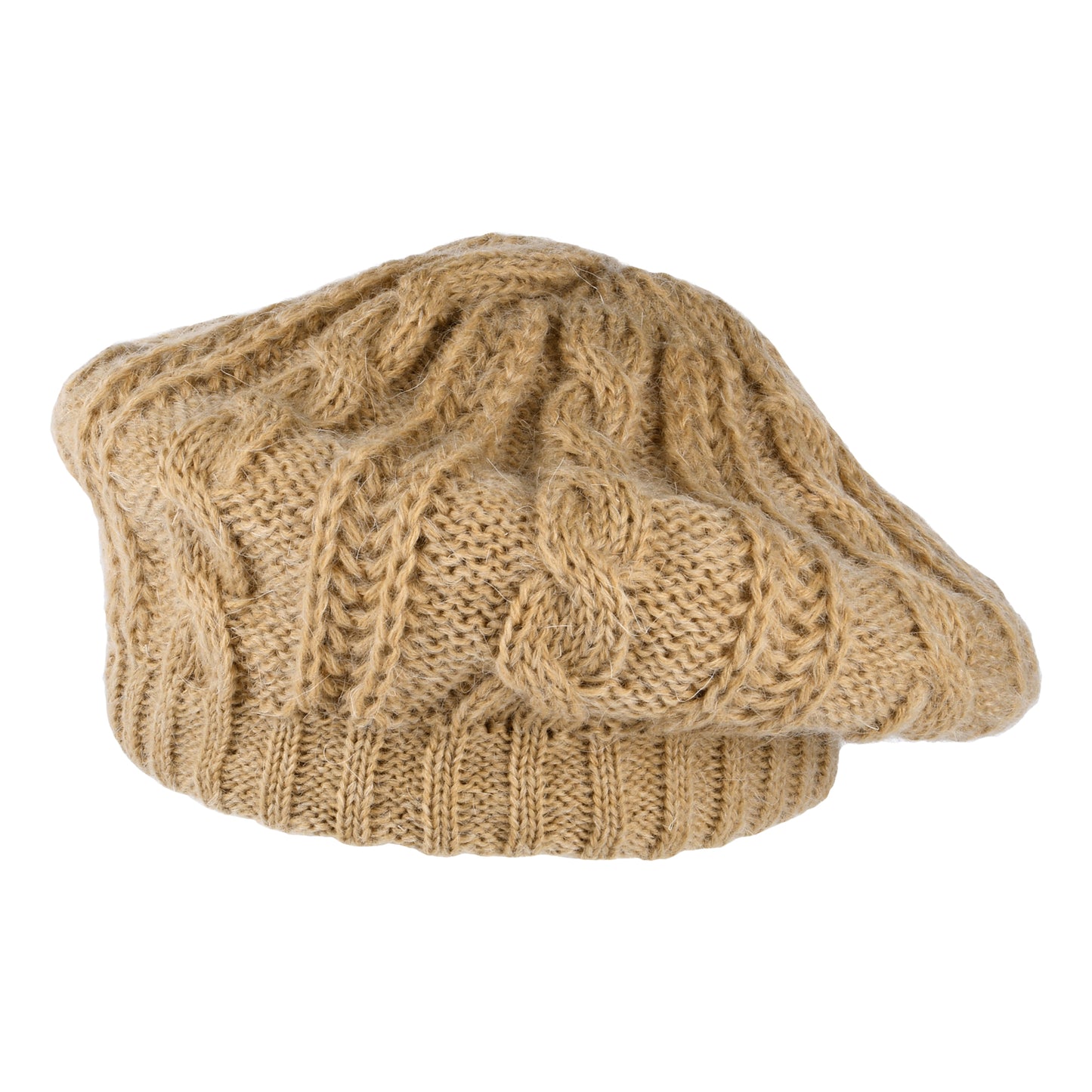 Whiteley Hats Cable Knit Beret - Camel