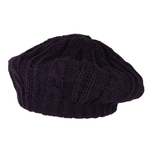 Whiteley Hats Cable Knit Beret - Purple
