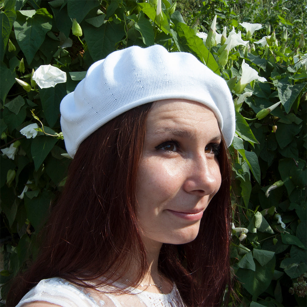 Parkhurst 11.5 Inch Cotton Beret - White