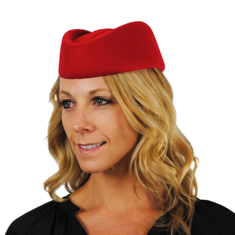 sur la tête Womens Stewardess Pillbox Hat - Red