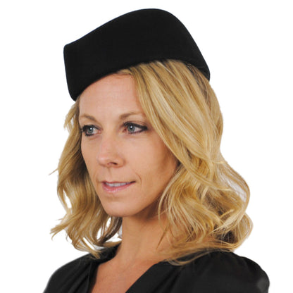 sur la tête Womens Stewardess Pillbox Hat - Black