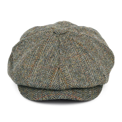 Failsworth Hats Harris Tweed Herringbone Carloway Newsboy Cap - Olive-Blue