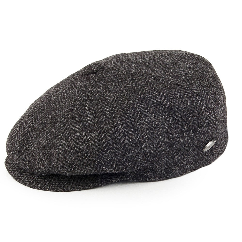 Bailey Hats Galvin Herringbone Wool Newsboy Cap - Black