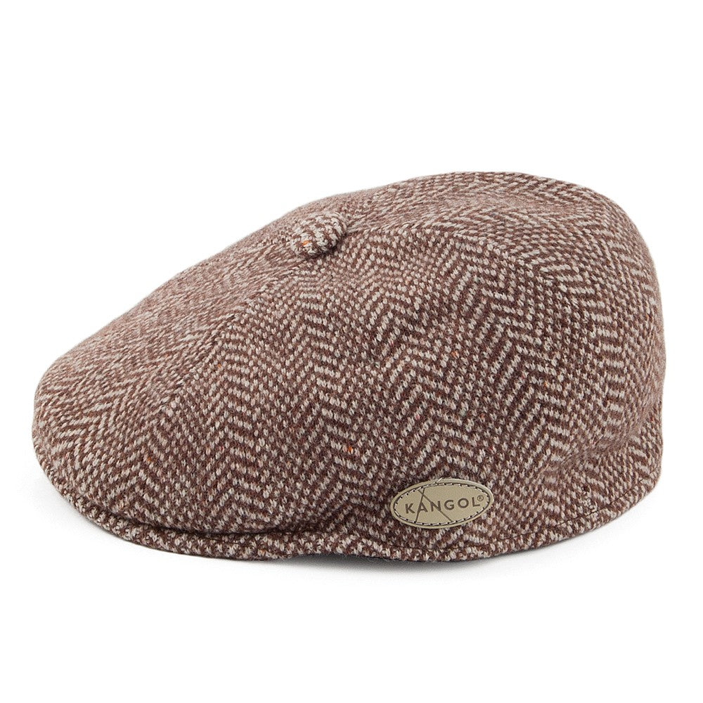 Kangol Herringbone 507 Flat Cap - Brown-White