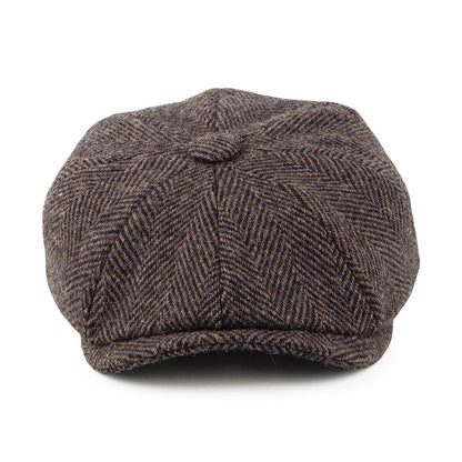 Olney Hats Harris Tweed Herringbone Newsboy Cap - Brown