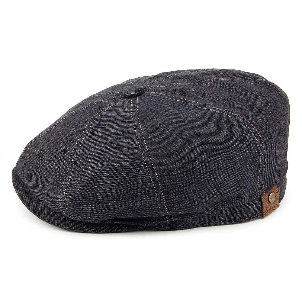 Stetson Hats Hatteras Linen Newsboy Cap - Navy Blue