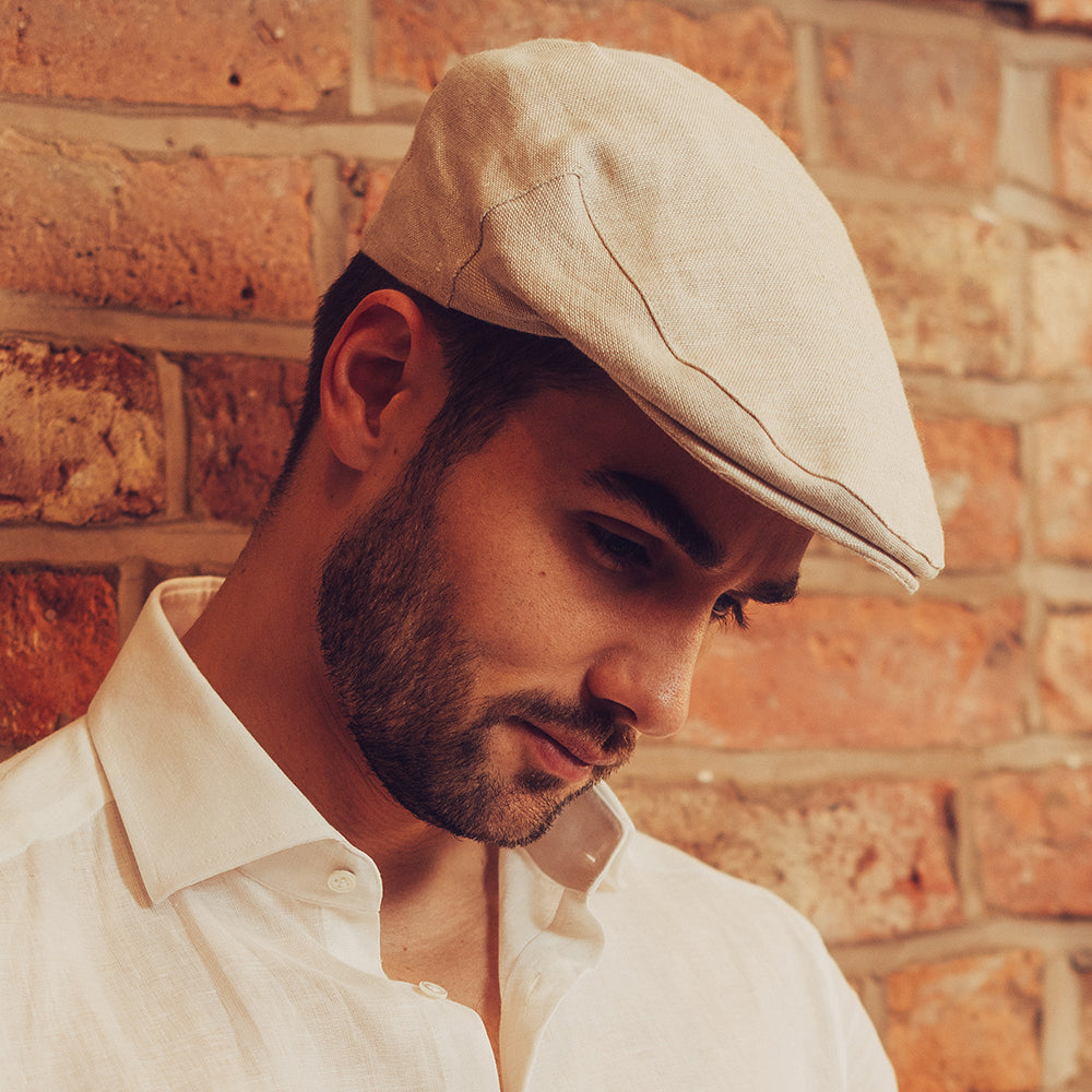 Failsworth Hats Irish Linen Flat Cap - Natural