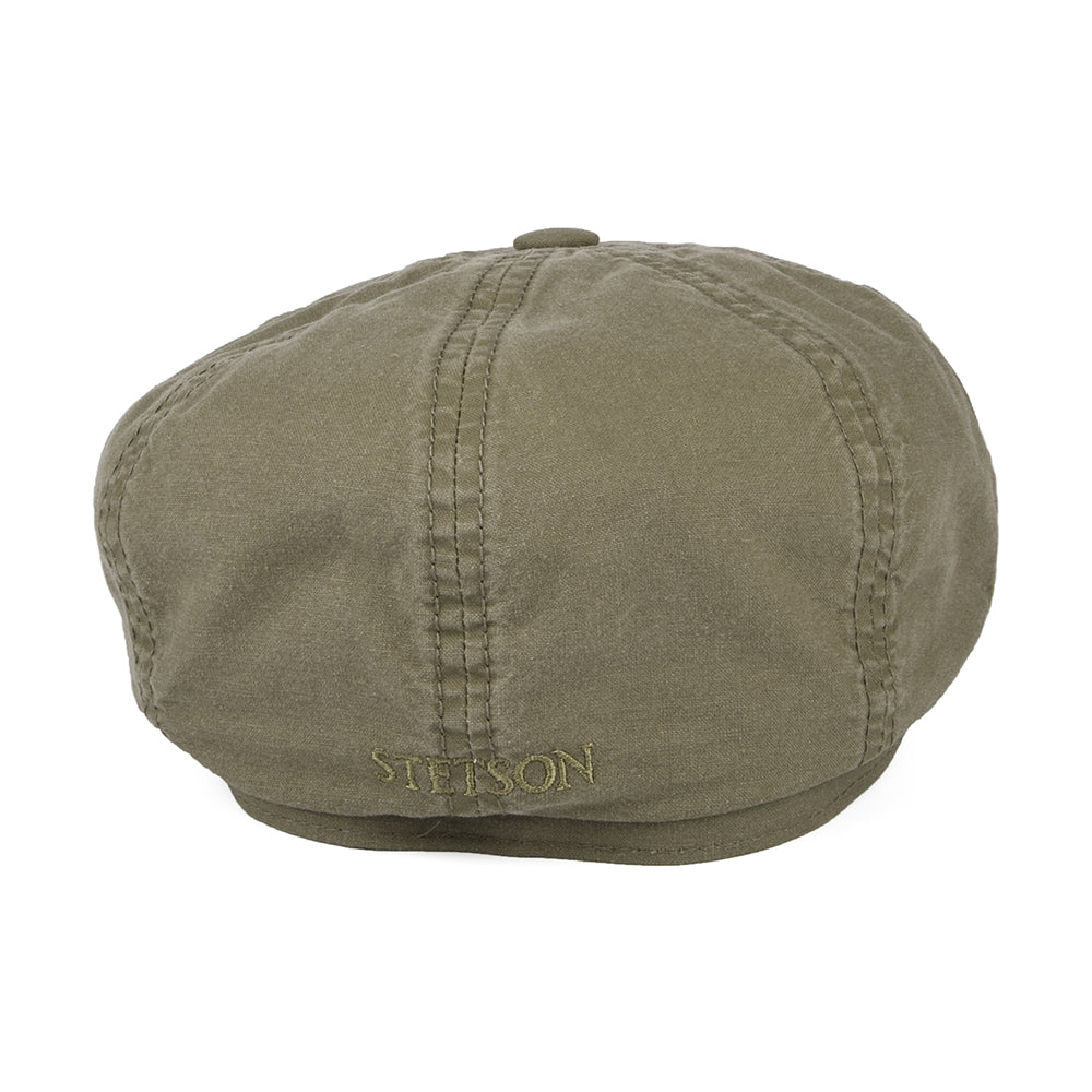 Stetson Hats Hatteras Washed Organic Cotton Newsboy Cap - Olive