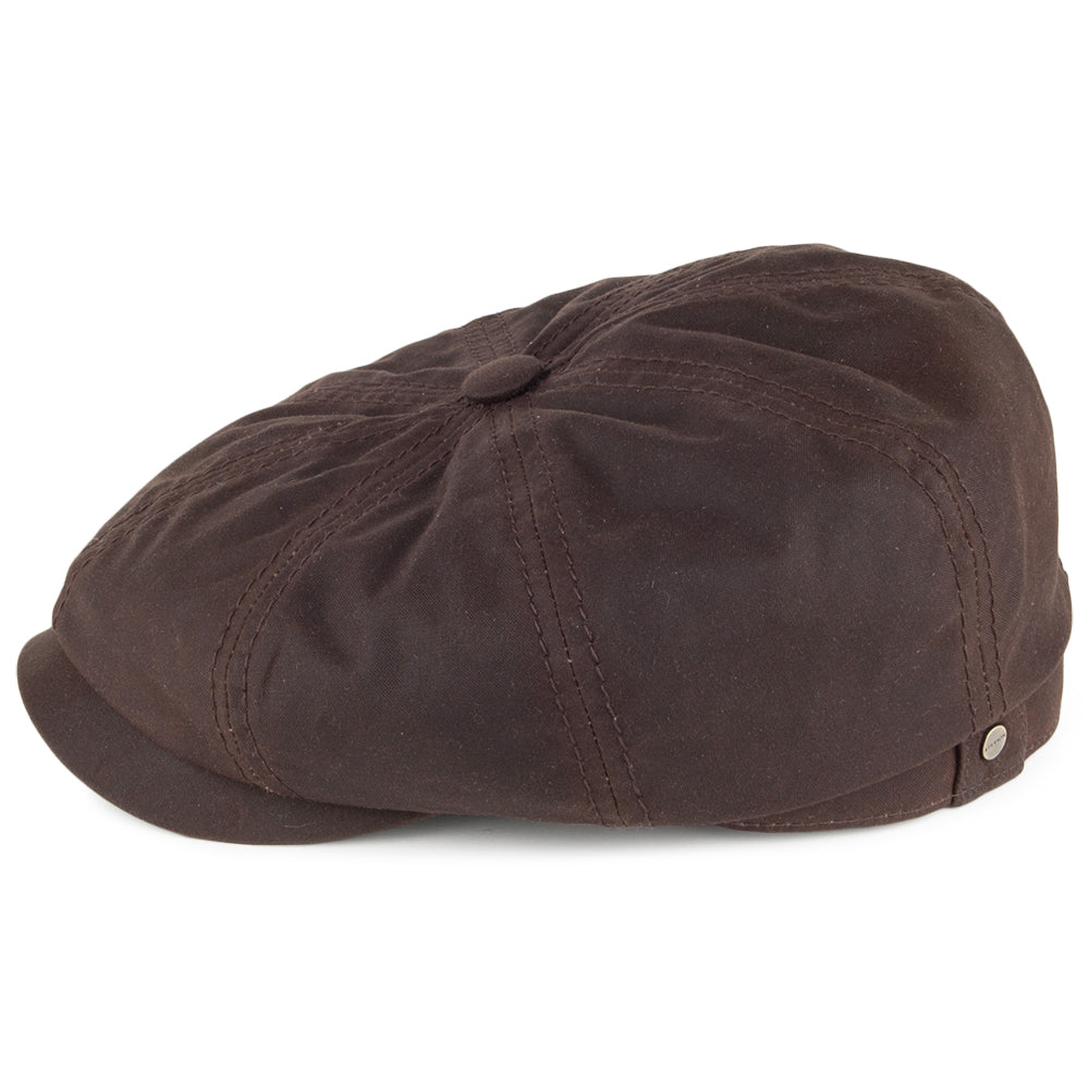 Stetson Hats Hatteras Waxed Cotton Newsboy Cap - Brown