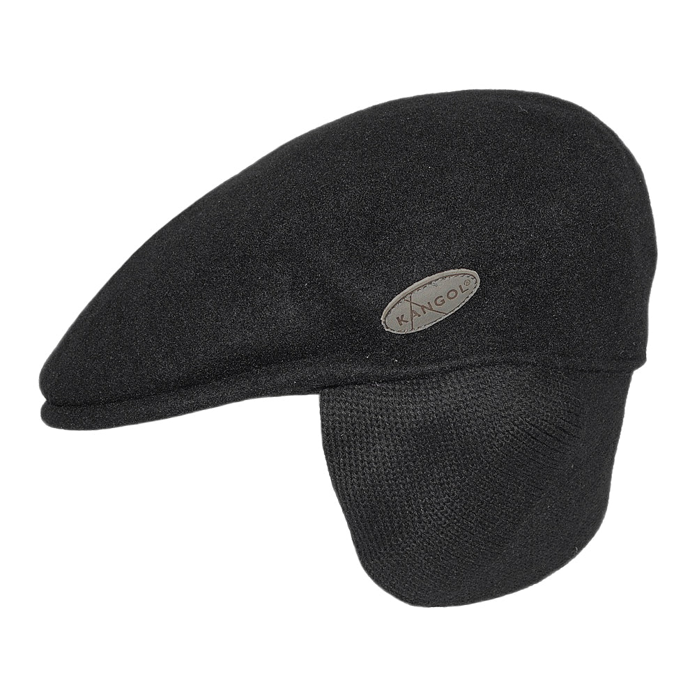 Kangol Wool 504 Earflaps Flat Cap - Black