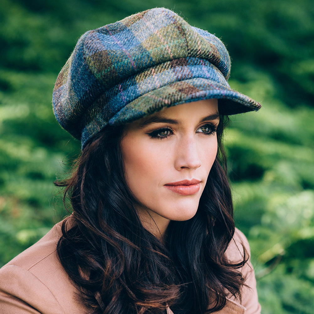 Failsworth Hats HARRIS TWEED Gabby Baker Boy Cap - Blue-Green