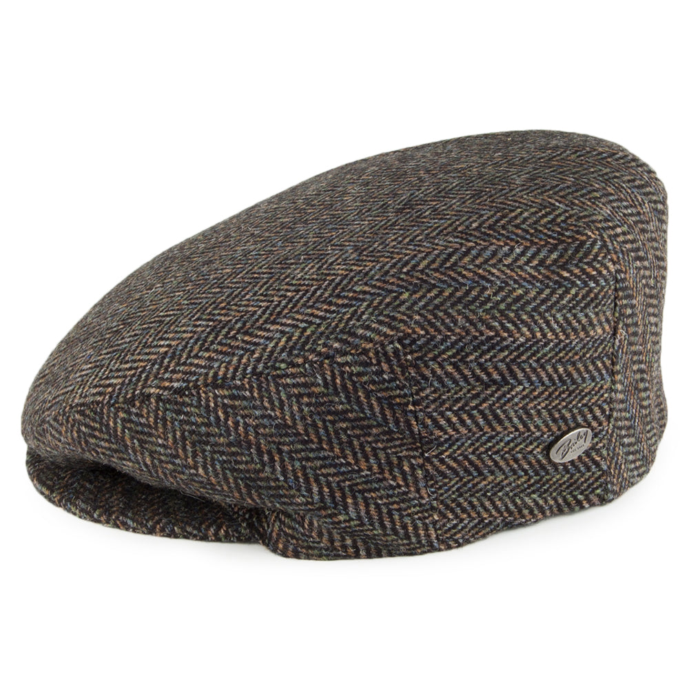 Bailey Hats Lord Stripe Herringbone Flat Cap - Black Mix