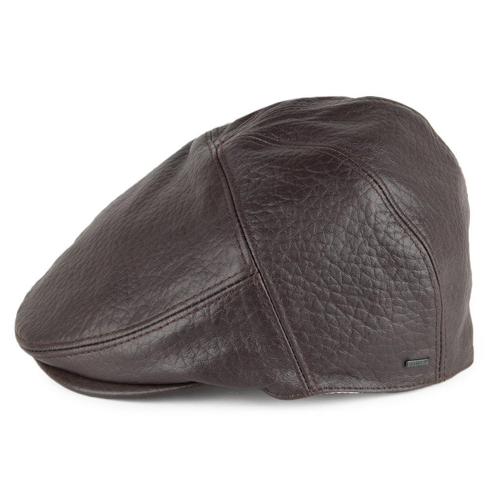 Bailey Hats Langham Leather Flat Cap - Dark Brown