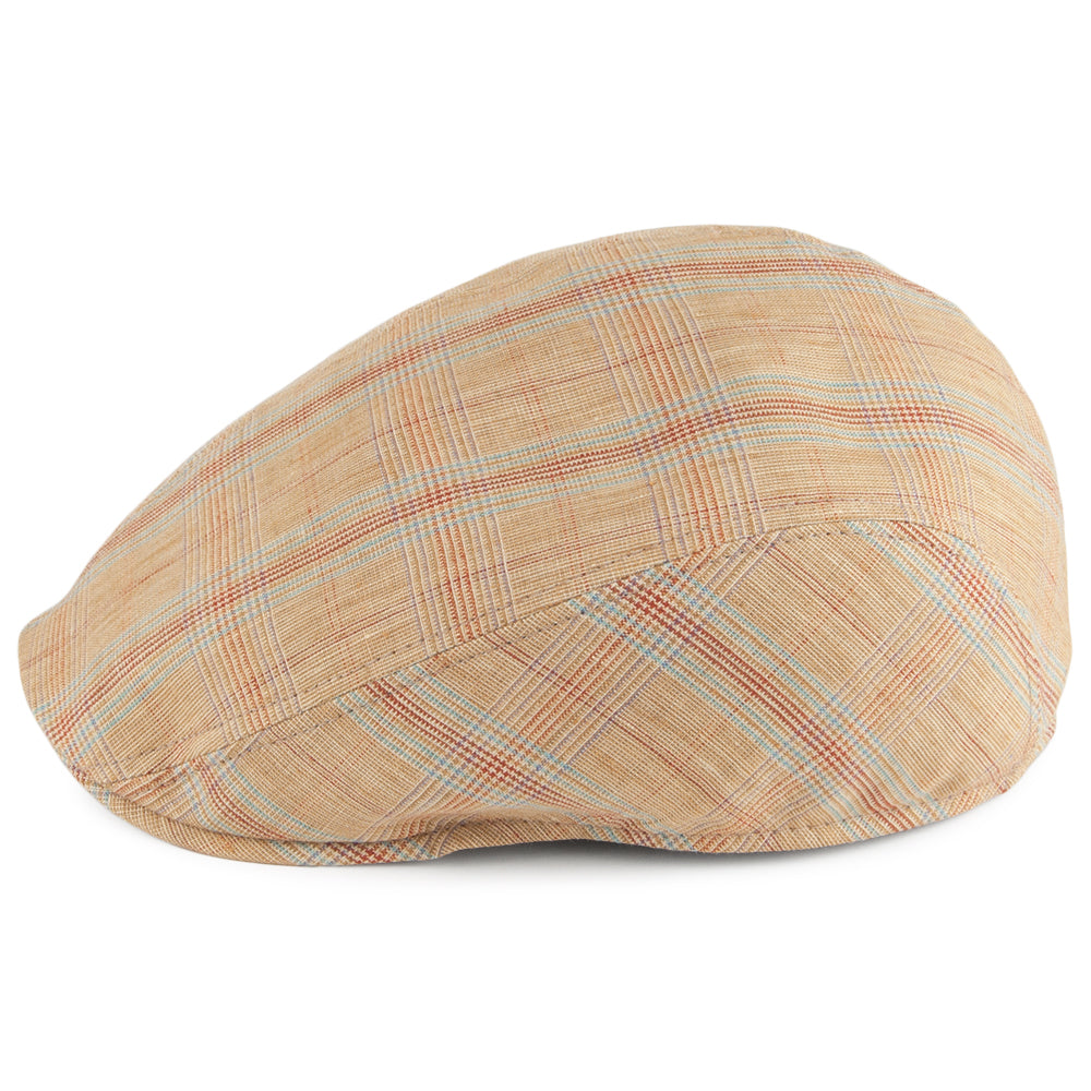 Crambes Hats Brighton Linen Flat Cap - Mustard