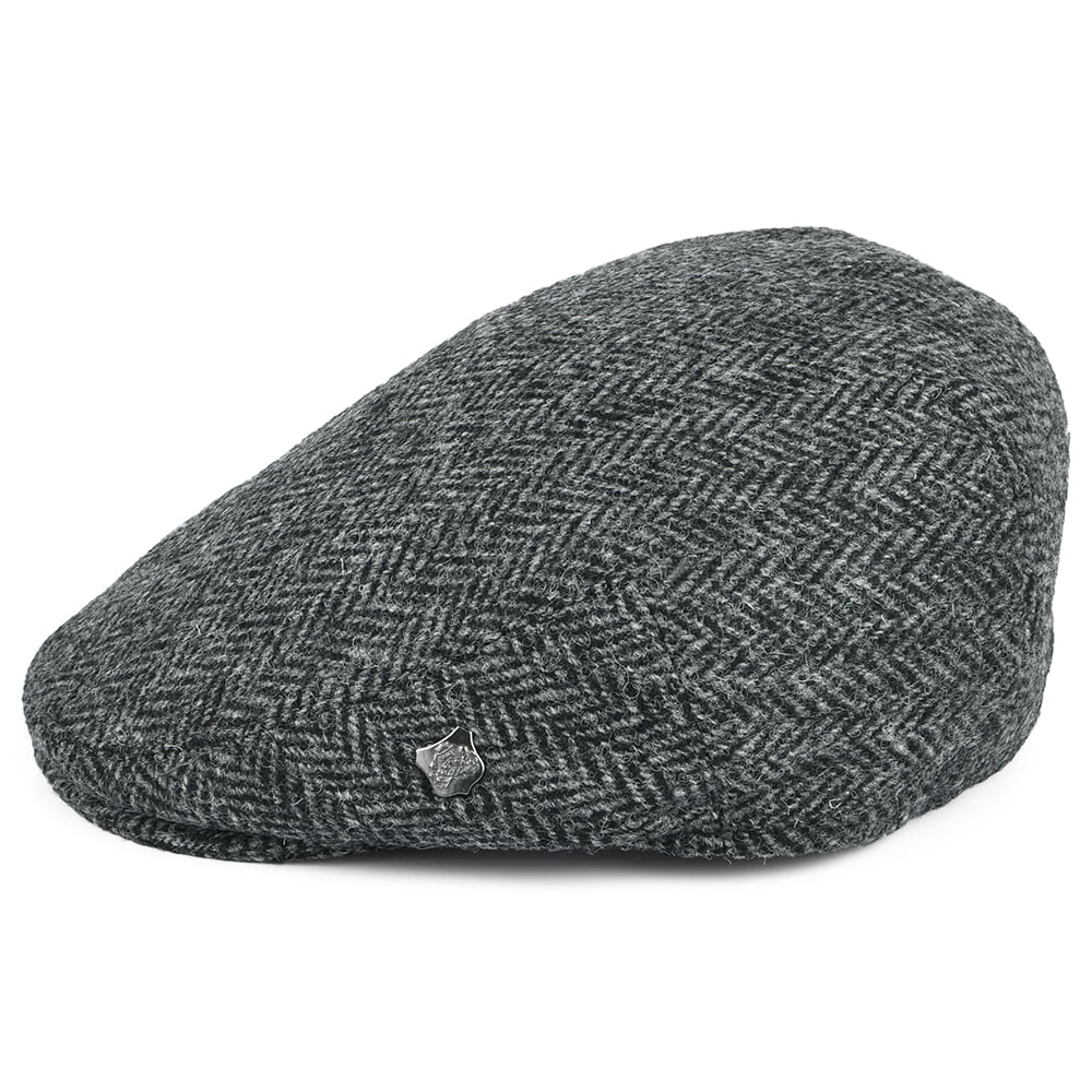 Failsworth Hats HARRIS TWEED Herringbone Stornoway Flat Cap - Grey