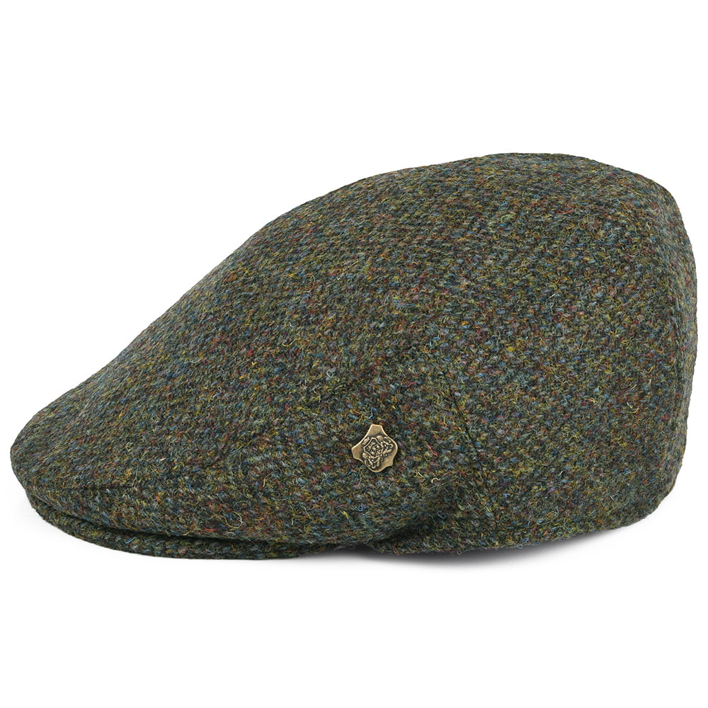 Failsworth Hats HARRIS TWEED Herringbone Stornoway Flat Cap - Olive Mix