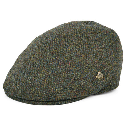 Failsworth Hats Harris Tweed Herringbone Stornoway Flat Cap - Olive Mix