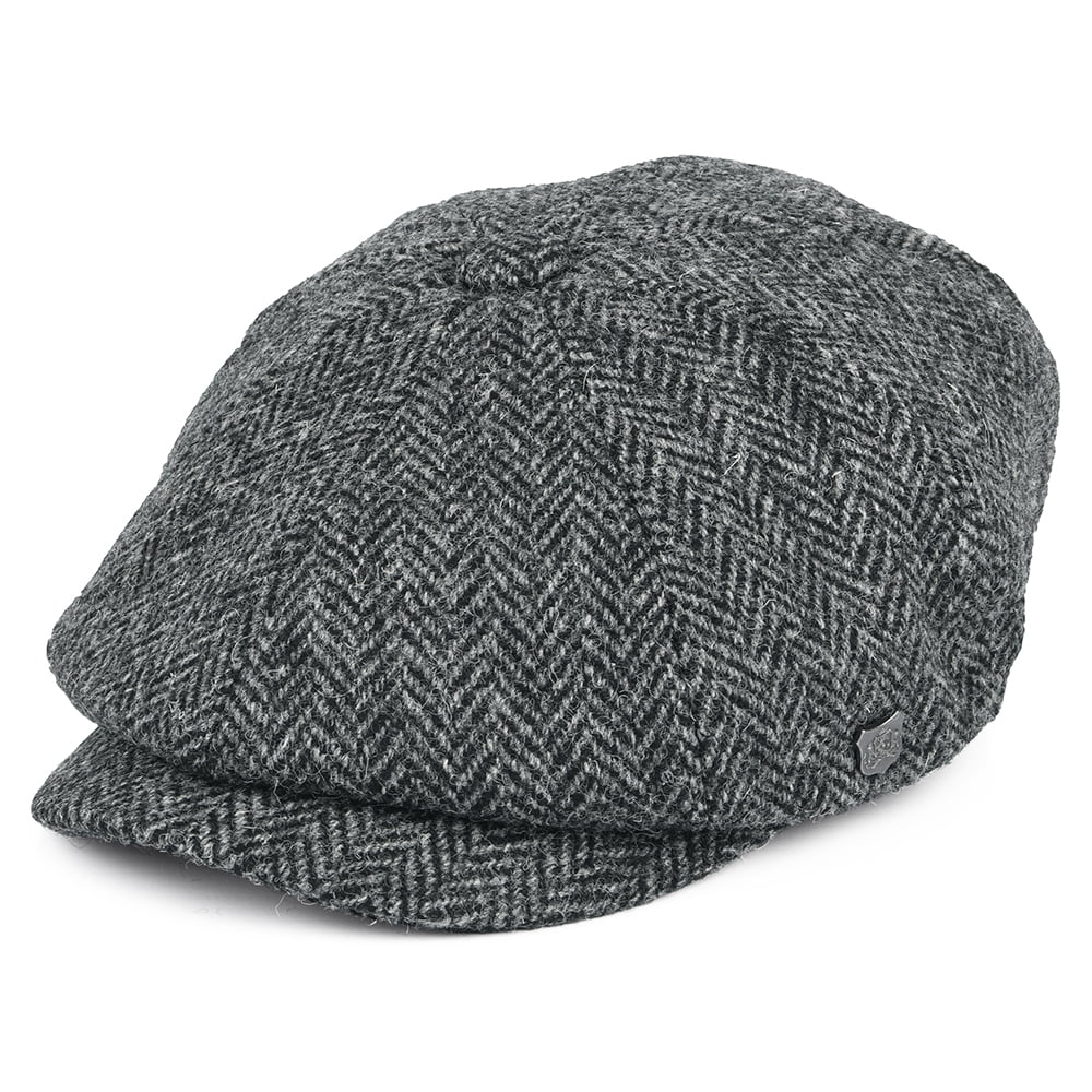 Failsworth Hats Harris Tweed Herringbone Carloway Newsboy Cap - Charcoal