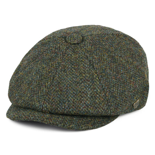 Failsworth Hats Harris Tweed Herringbone Carloway Newsboy Cap - Forest