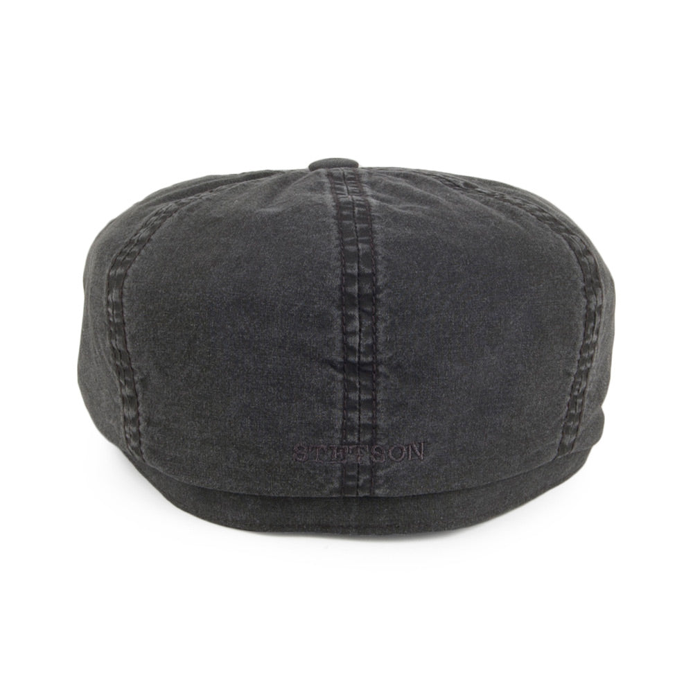 Stetson Hats Hatteras Washed Organic Cotton Newsboy Cap - Black