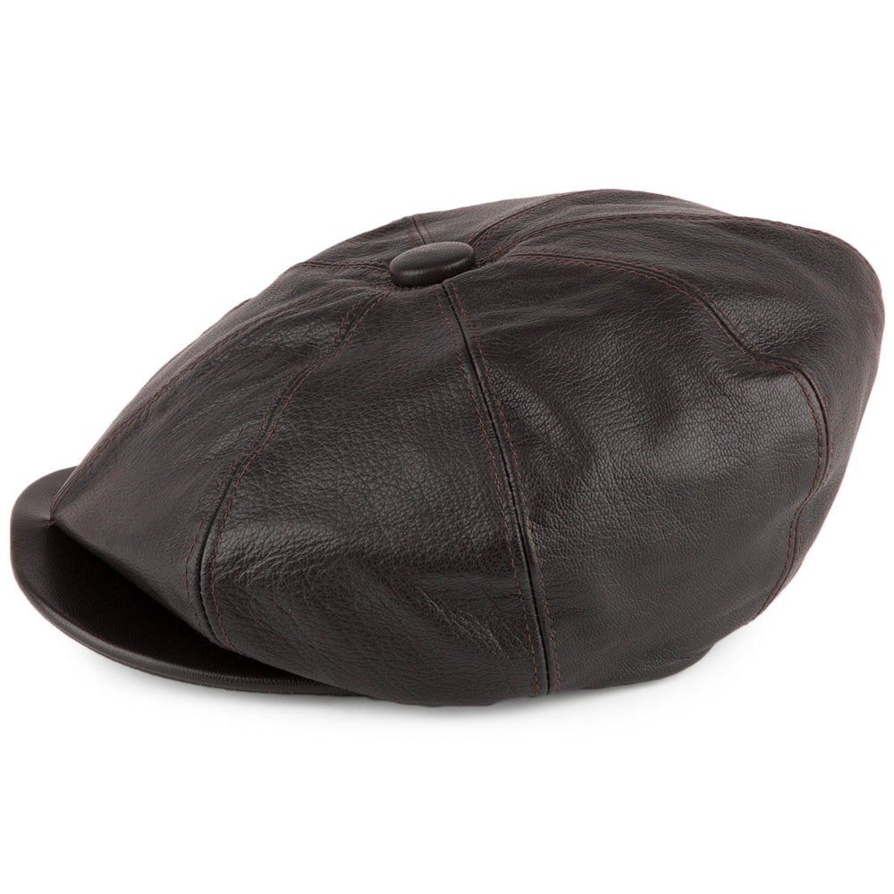 Olney Hats Urban Leather Newsboy Cap - Brown