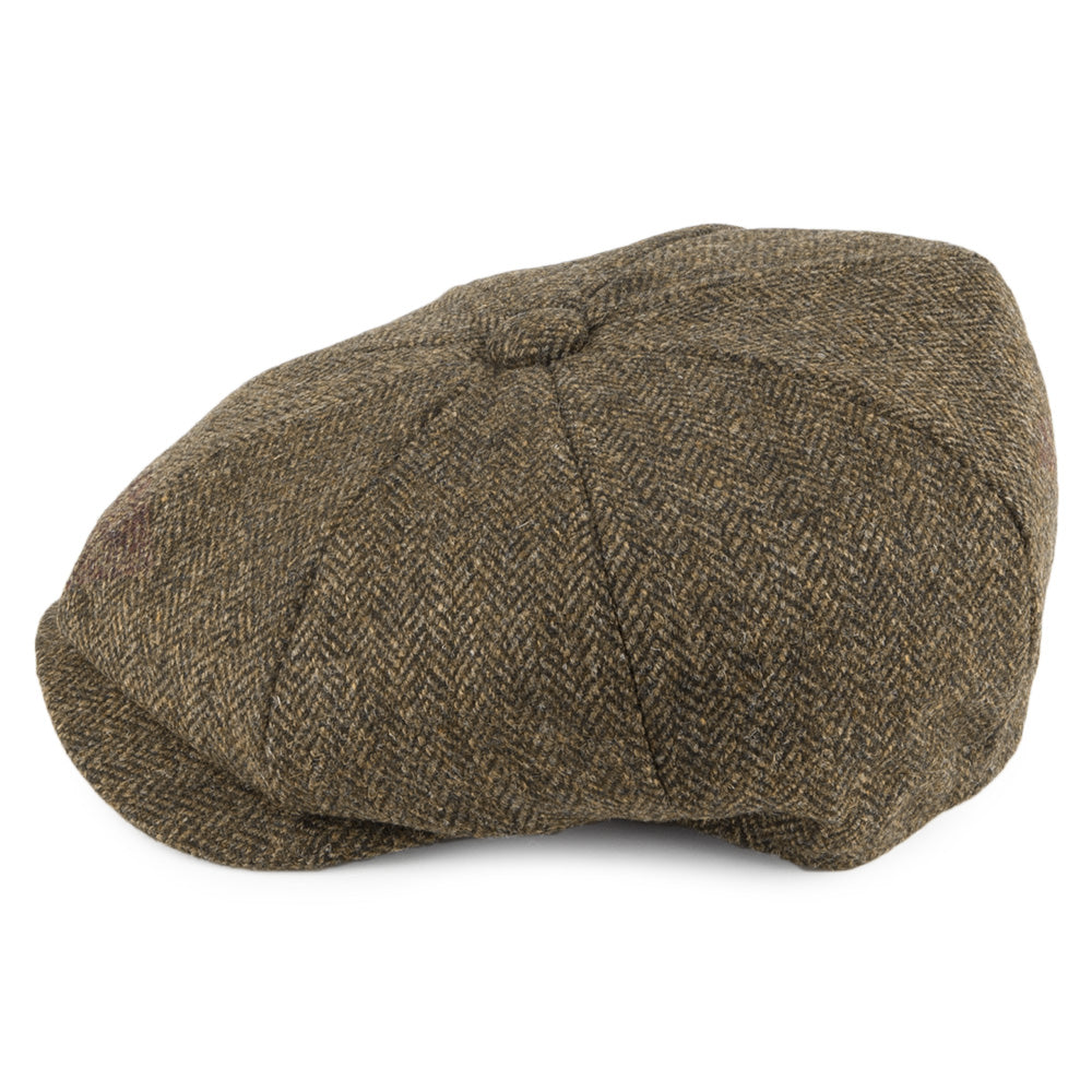 Christys Hats Country Tweed Herringbone Newsboy Cap - Olive