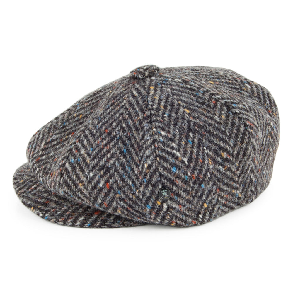 City Sport Donegal Tweed Herringbone Newsboy Cap - Charcoal