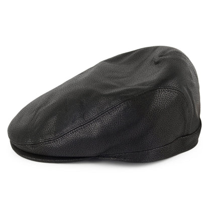 City Sport Leather Deep Fit Flat Cap - Black