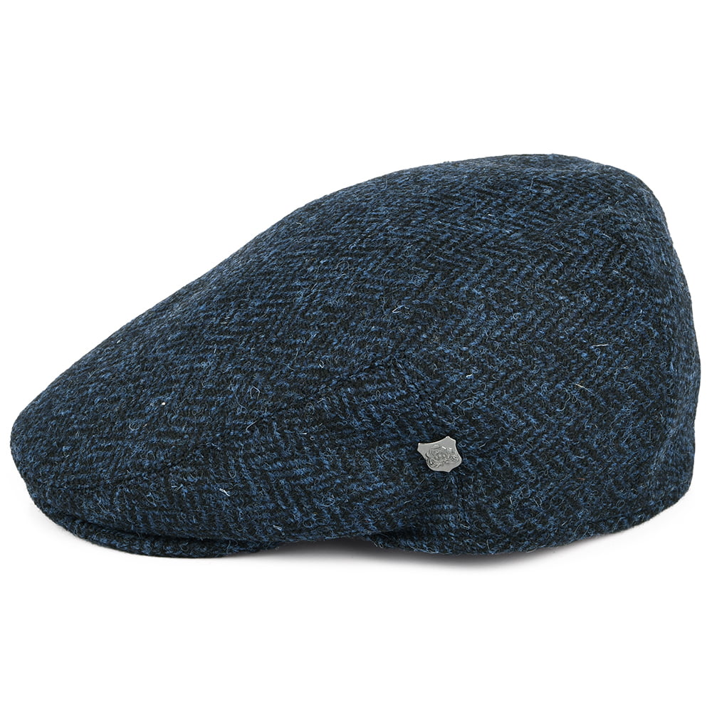 Failsworth Hats HARRIS TWEED Herringbone Stornoway Flat Cap - Blue