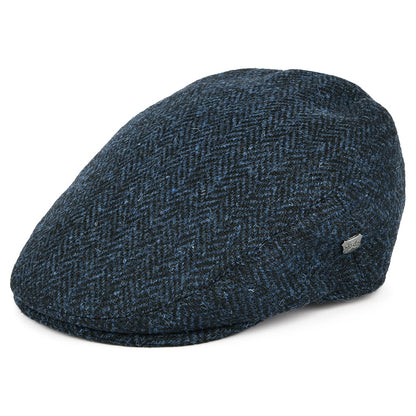 Failsworth Hats Harris Tweed Herringbone Stornoway Flat Cap - Blue