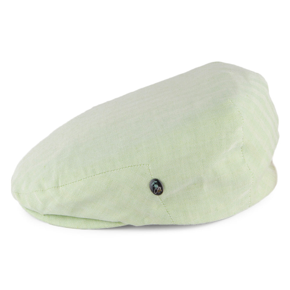 City Sport Linen-Cotton Herringbone Flat Cap - Mint