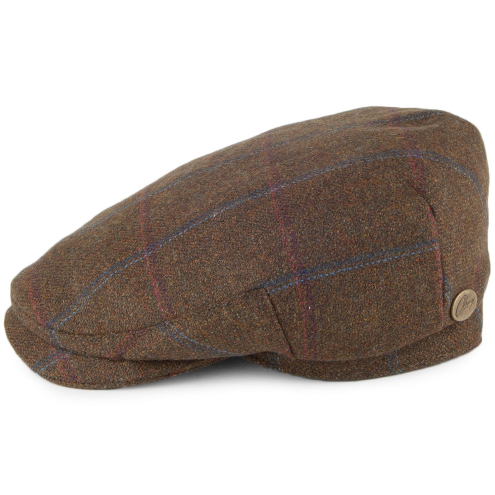 Olney Hats Ludlow Green Check Flat Cap - Green