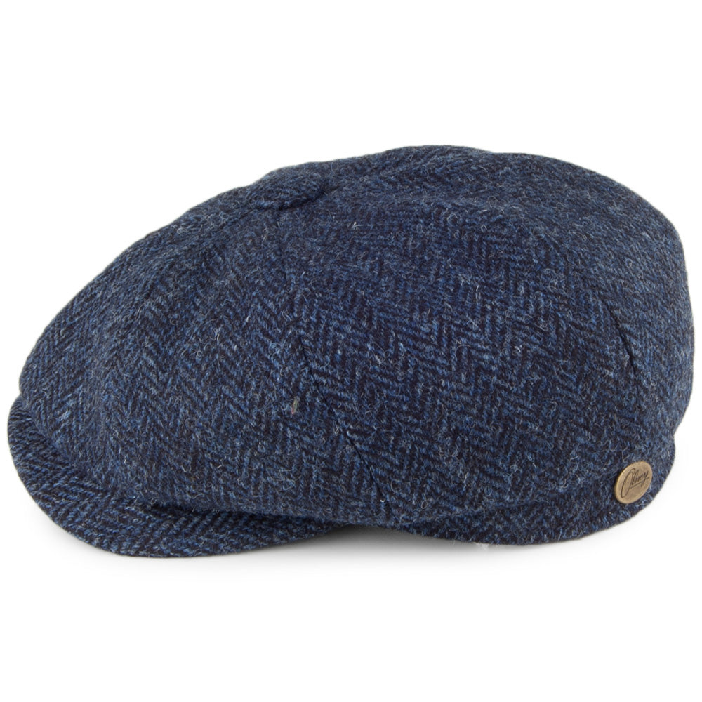 Olney Hats HARRIS TWEED Herringbone 8 Piece Newsboy Cap - Navy Blue