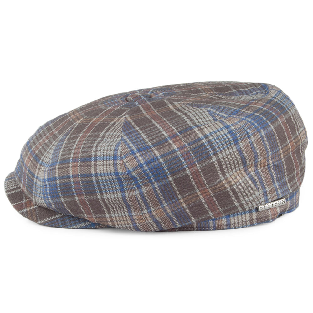 Stetson Hats Check Newsboy Cap - Blue-Grey