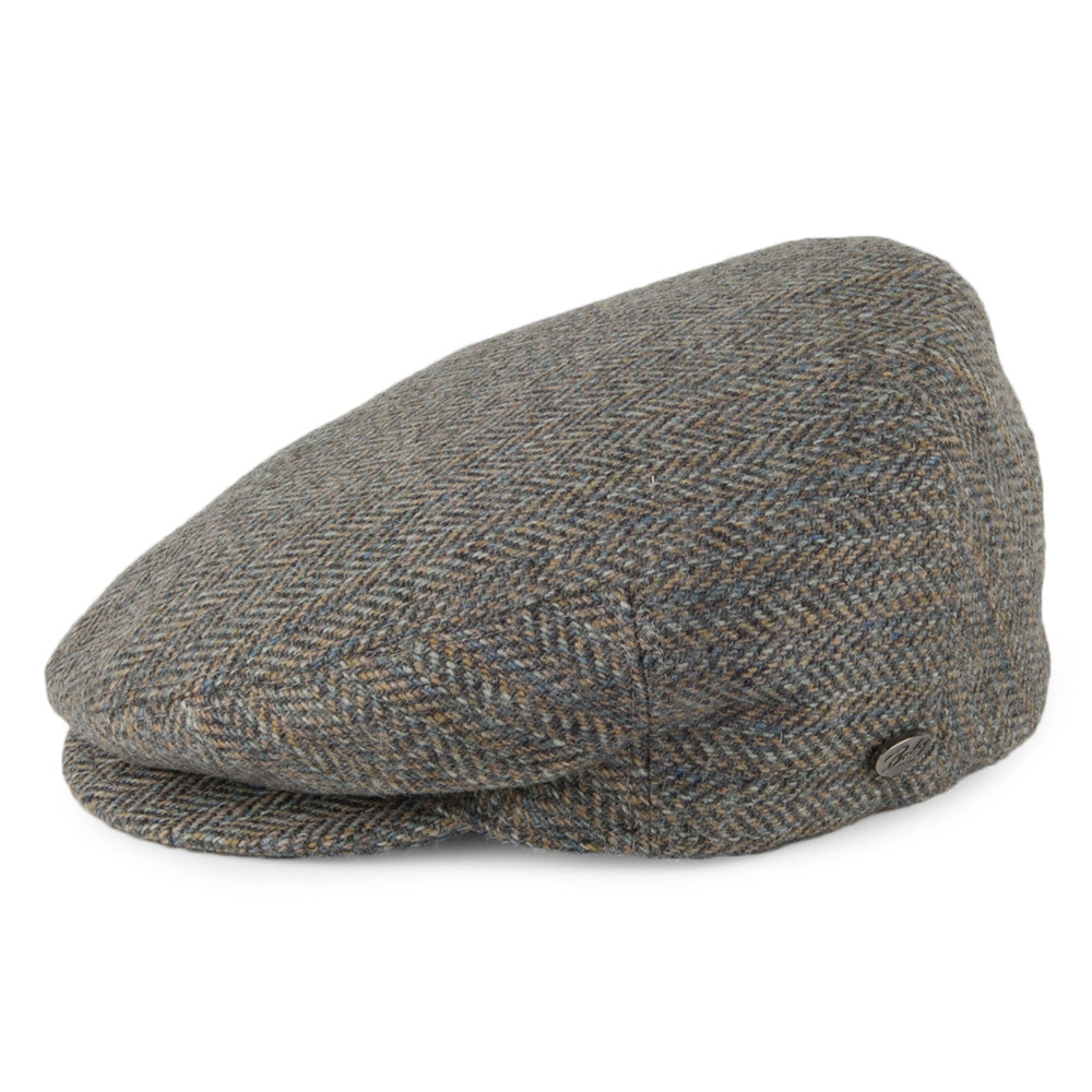 Bailey Lord Herringbone Stripe Wool Flat Cap - Grey Mix