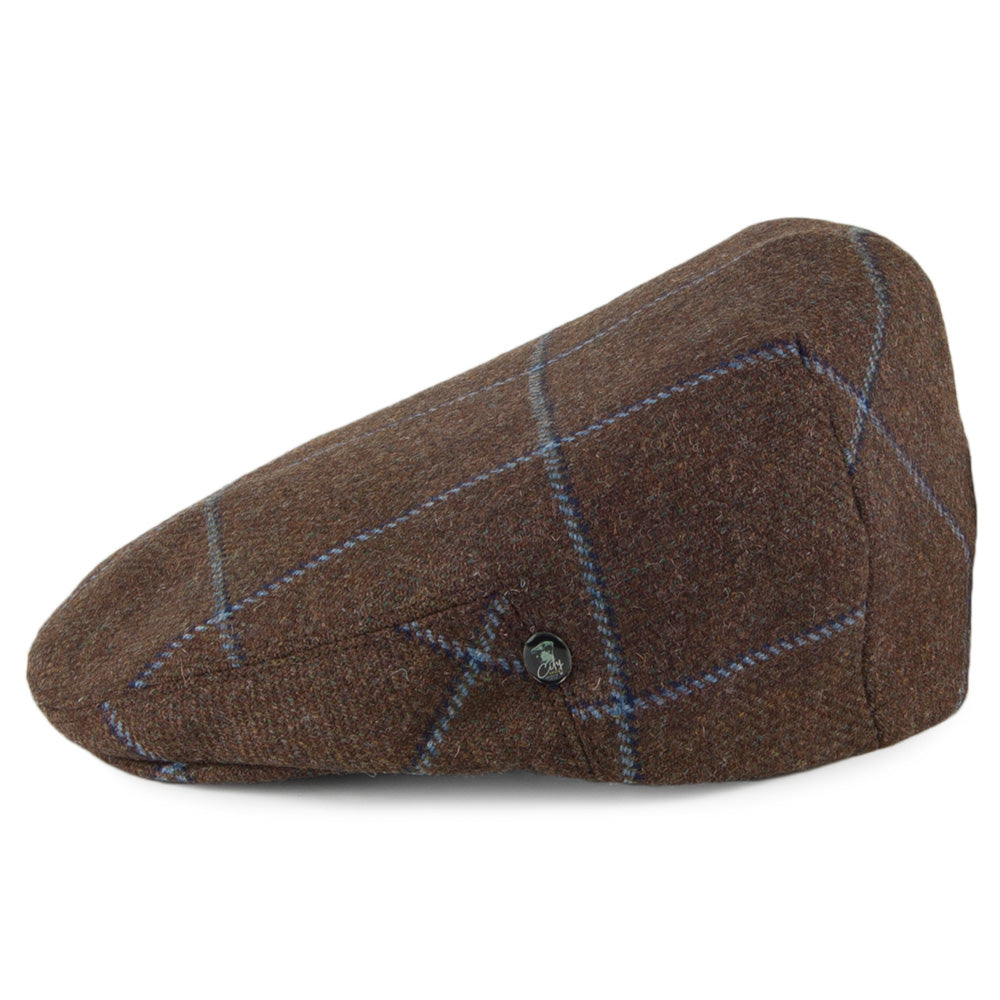 City Sport Windowpane Virgin English Wool Flat Cap - Brown