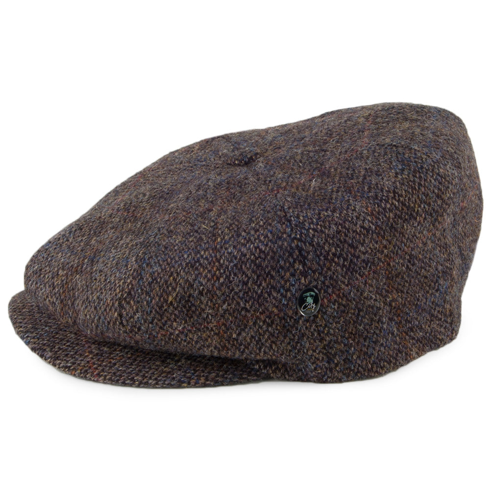 City Sport Birdseye HARRIS TWEED Newsboy Cap - Grey-Brown