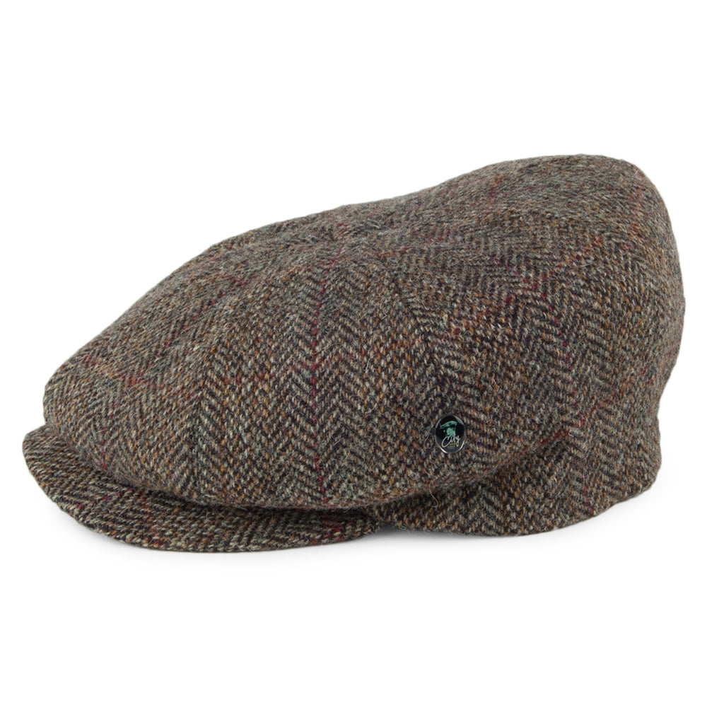 City Sport Herringbone HARRIS TWEED Newsboy Cap - Sage