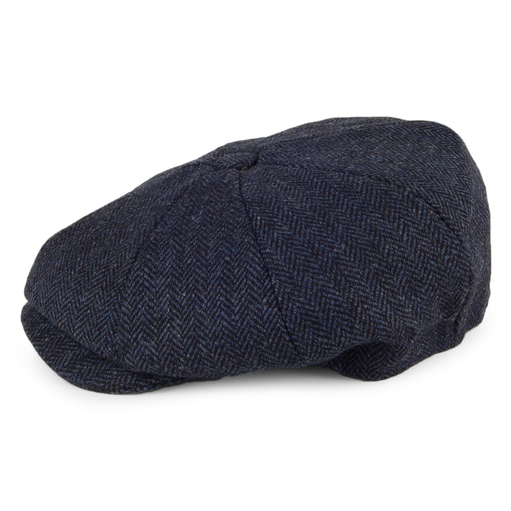 Christys Hats Country Tweed Herringbone Newsboy Cap - Navy Blue